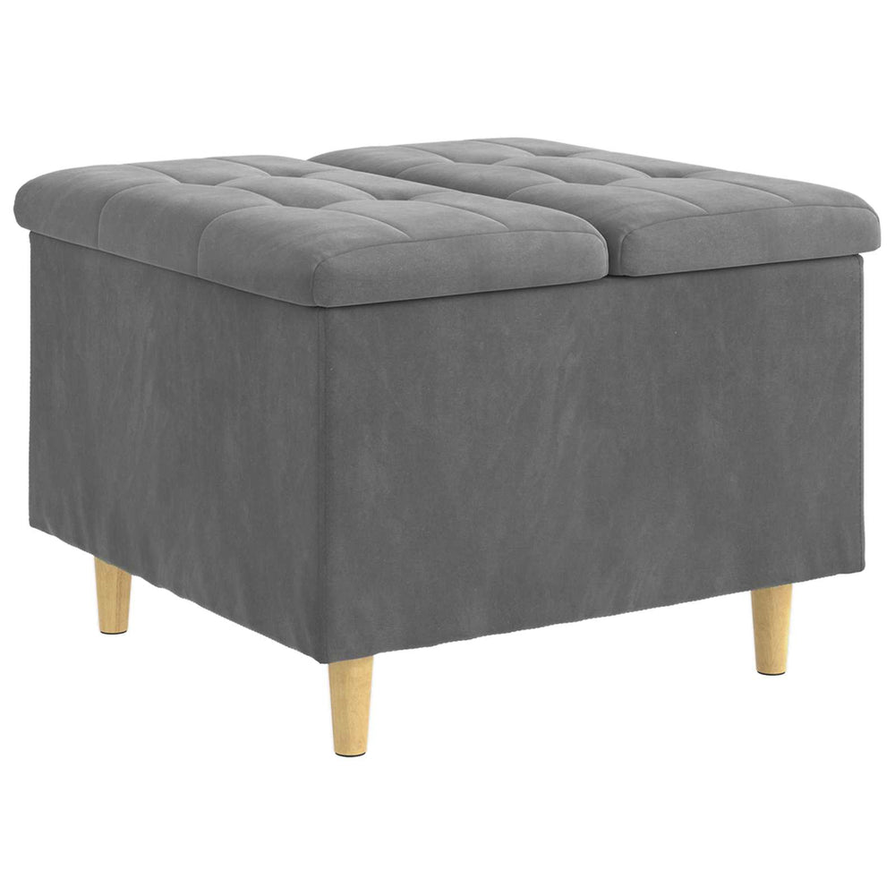 Dunkelgraue Samt Aufbewahrungsottomane 60x60x45cm