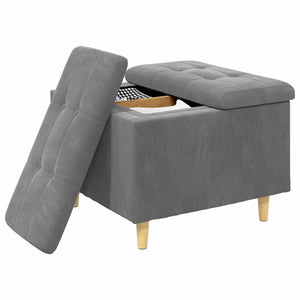 Dunkelgraue Samt Aufbewahrungsottomane 60x60x45cm