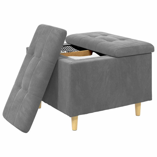Dunkelgraue Samt Aufbewahrungsottomane 60x60x45cm