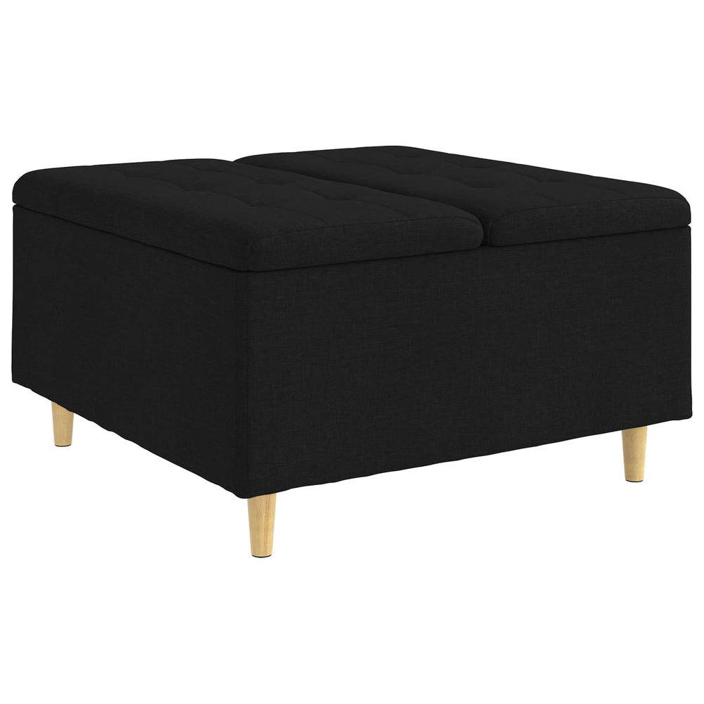 Schwarze Aufbewahrungsottomane mit Kissen 80x80x45cm