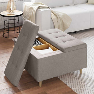 Aufbewahrungsottomane Taupe 80x80 cm mit Kissen