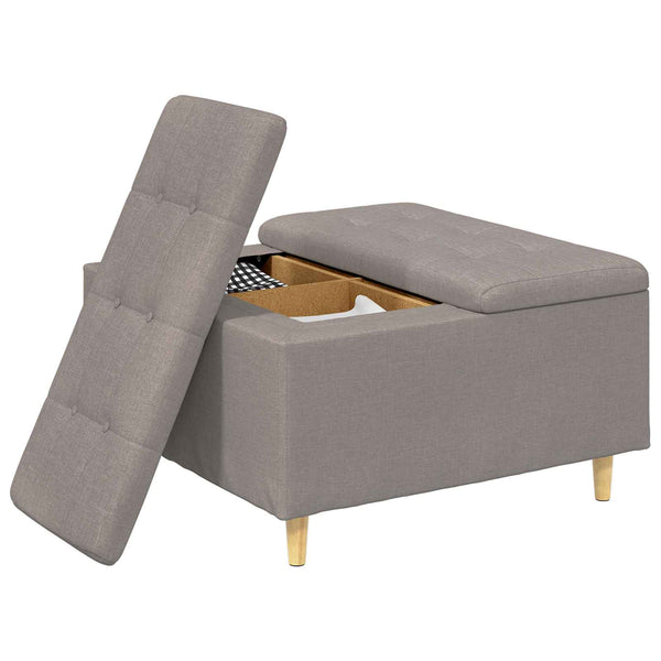 Aufbewahrungsottomane Taupe 80x80 cm mit Kissen