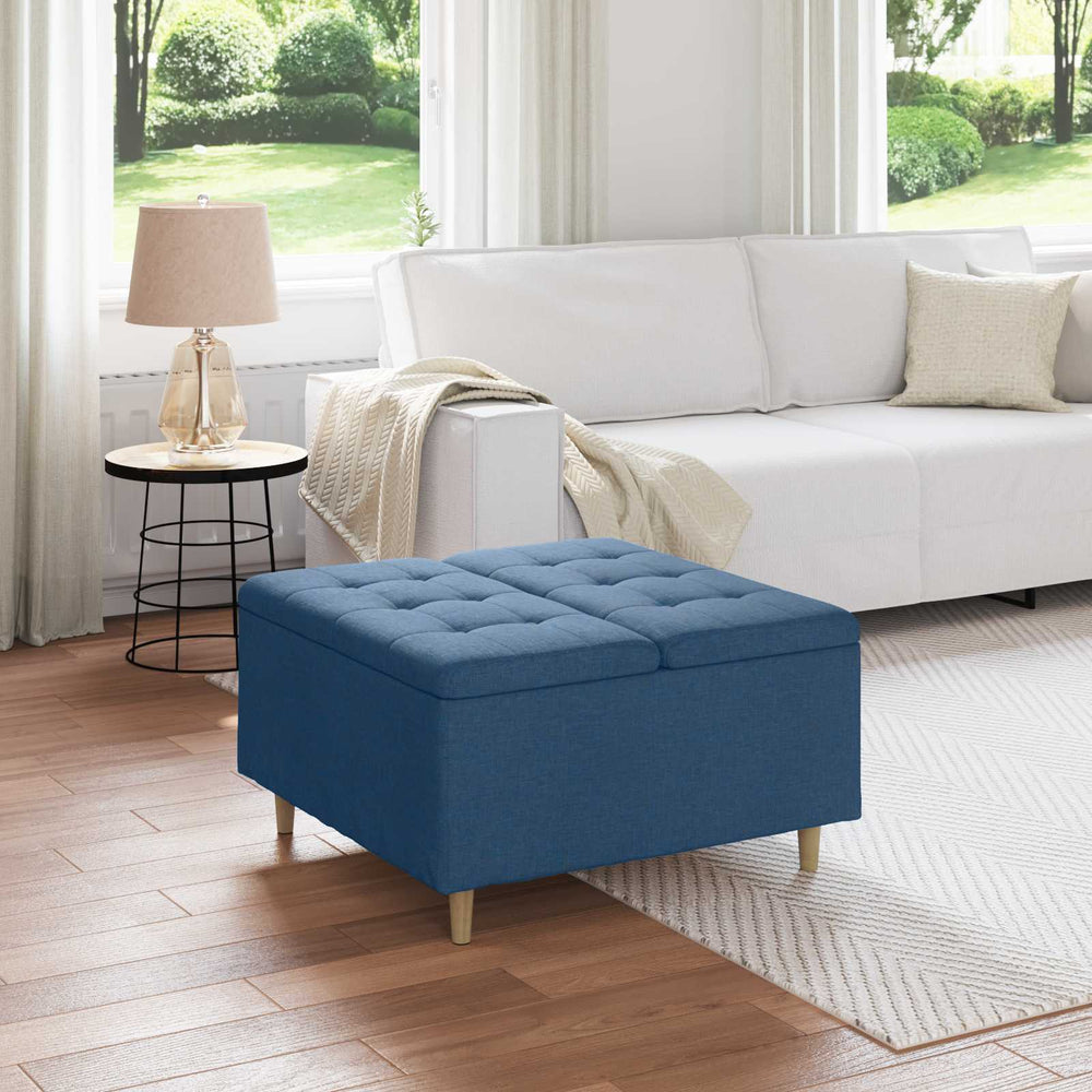 Blaue Aufbewahrungsottomane mit Kissen 80x80x45cm