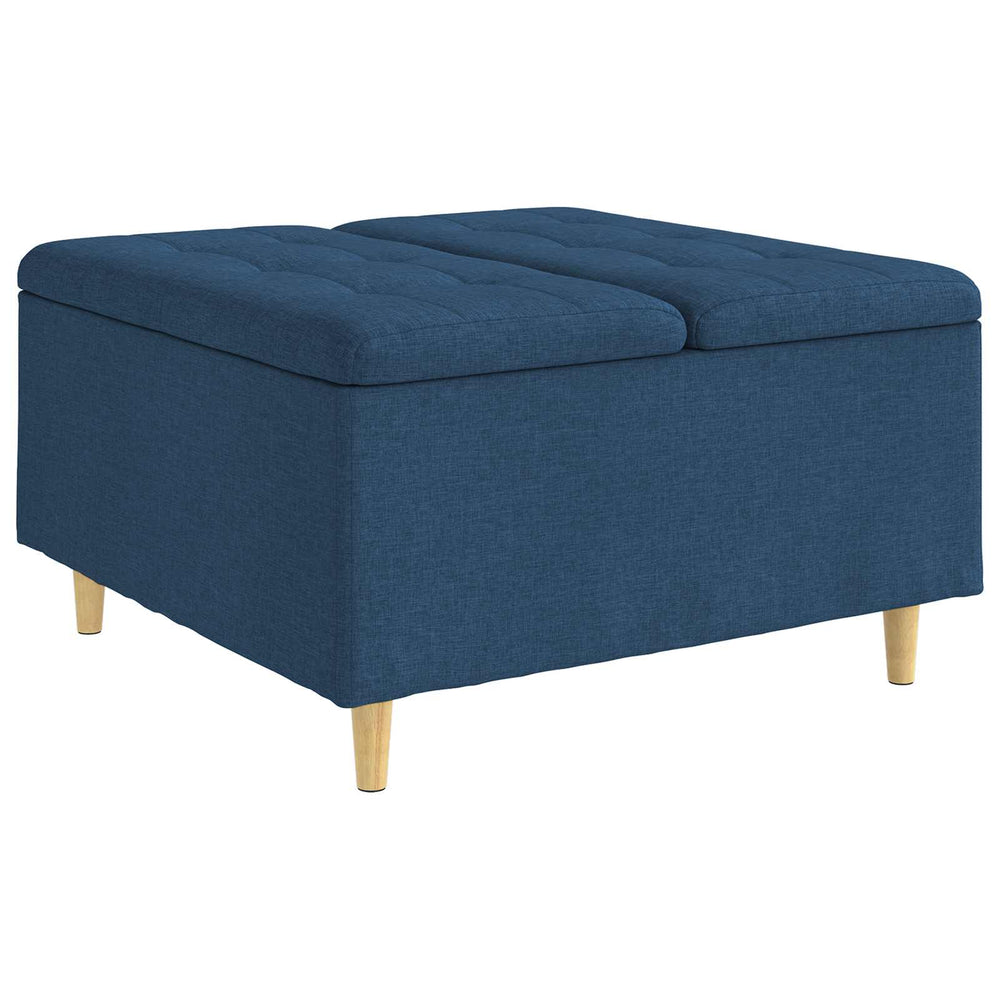 Blaue Aufbewahrungsottomane mit Kissen 80x80x45cm