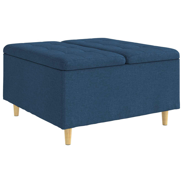 vidaXL Pouf de rangement avec coussin Bleu 80 x 80 x 45 cm Tissu