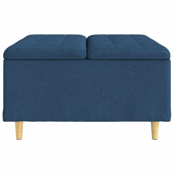 vidaXL Pouf de rangement avec coussin Bleu 80 x 80 x 45 cm Tissu