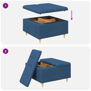 vidaXL Pouf de rangement avec coussin Bleu 80 x 80 x 45 cm Tissu