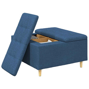 vidaXL Pouf de rangement avec coussin Bleu 80 x 80 x 45 cm Tissu