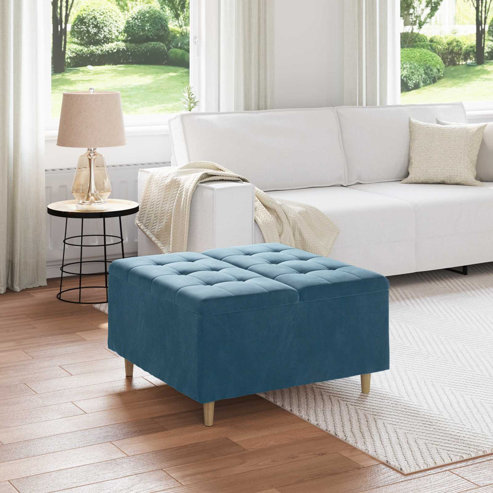Blaue Samt Aufbewahrungsbox mit Kissen 80x80 cm