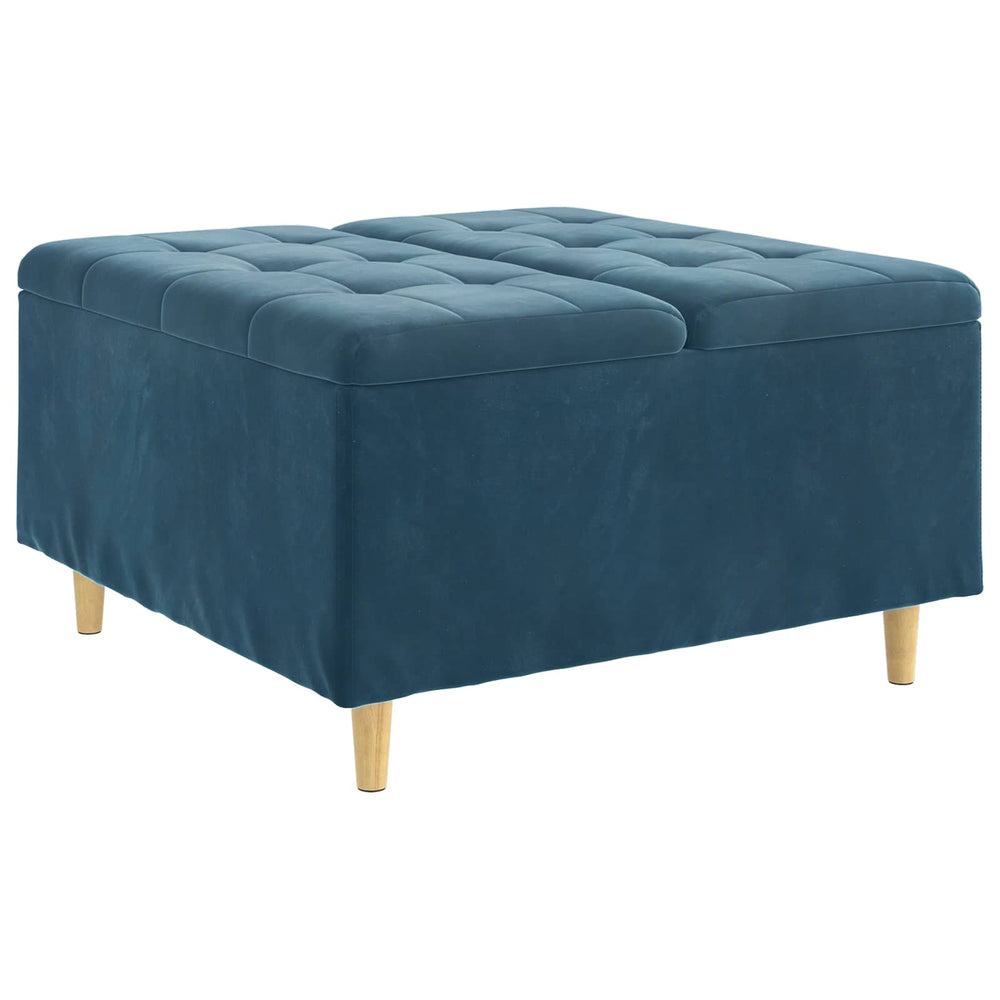 Blaue Samt Aufbewahrungsbox mit Kissen 80x80 cm