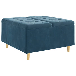 Blaue Samt Aufbewahrungsbox mit Kissen 80x80 cm
