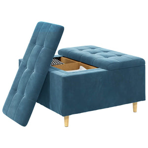 Blaue Samt Aufbewahrungsbox mit Kissen 80x80 cm