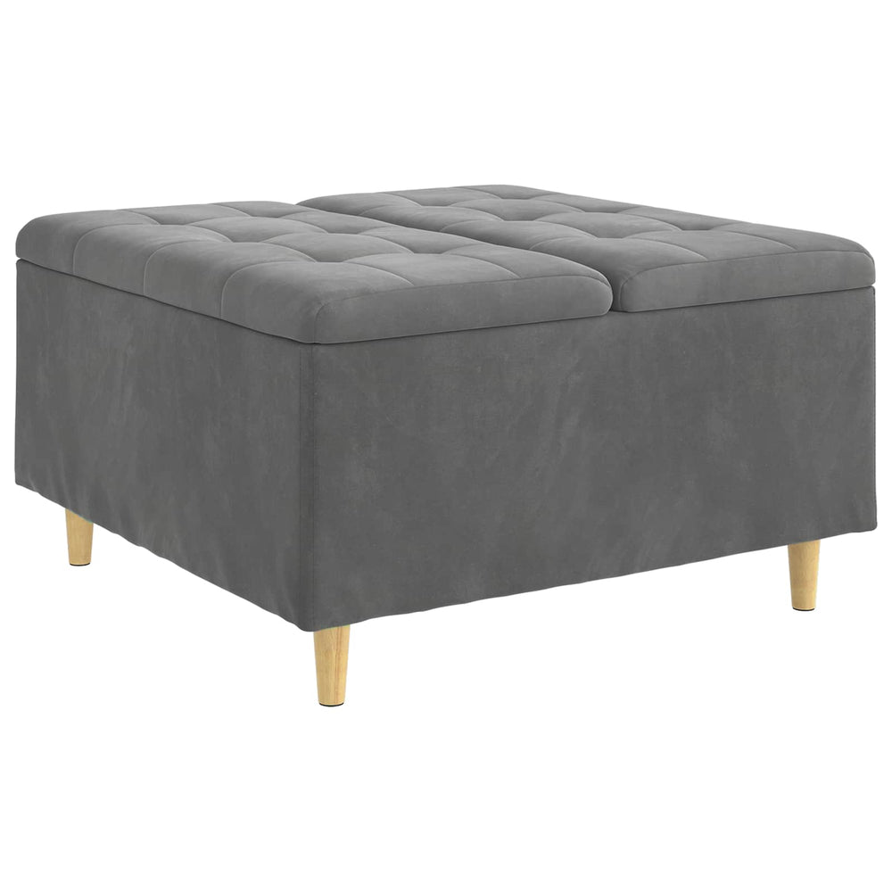 Dunkelgraue Samt Aufbewahrungsottomane 80x80 cm