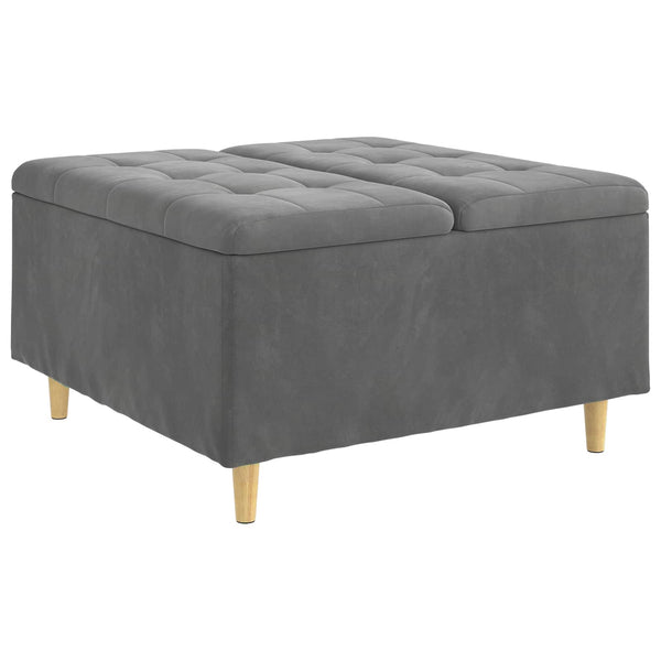 Dunkelgraue Samt Aufbewahrungsottomane 80x80 cm