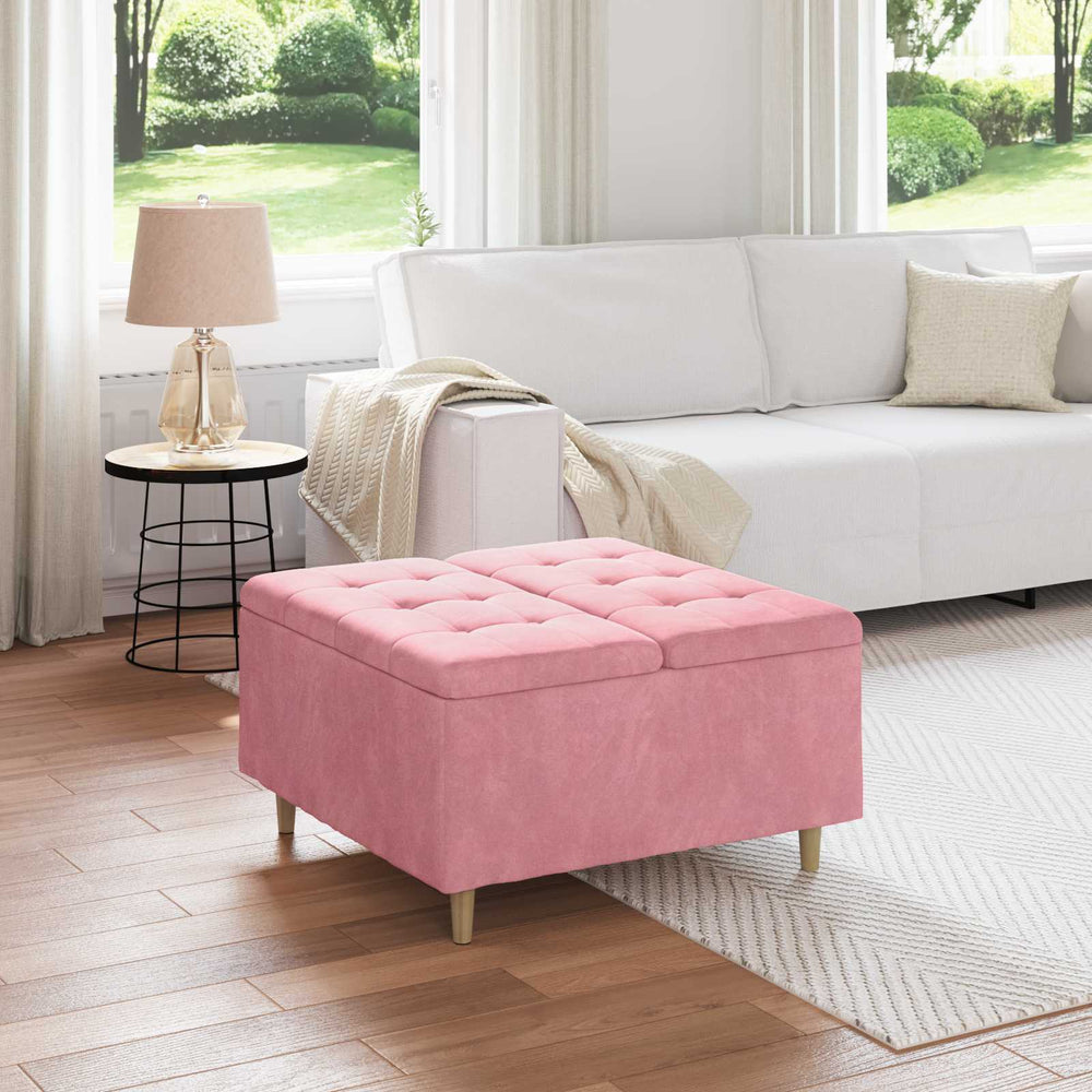 Rosa Samt Aufbewahrungsottomane mit Kissen