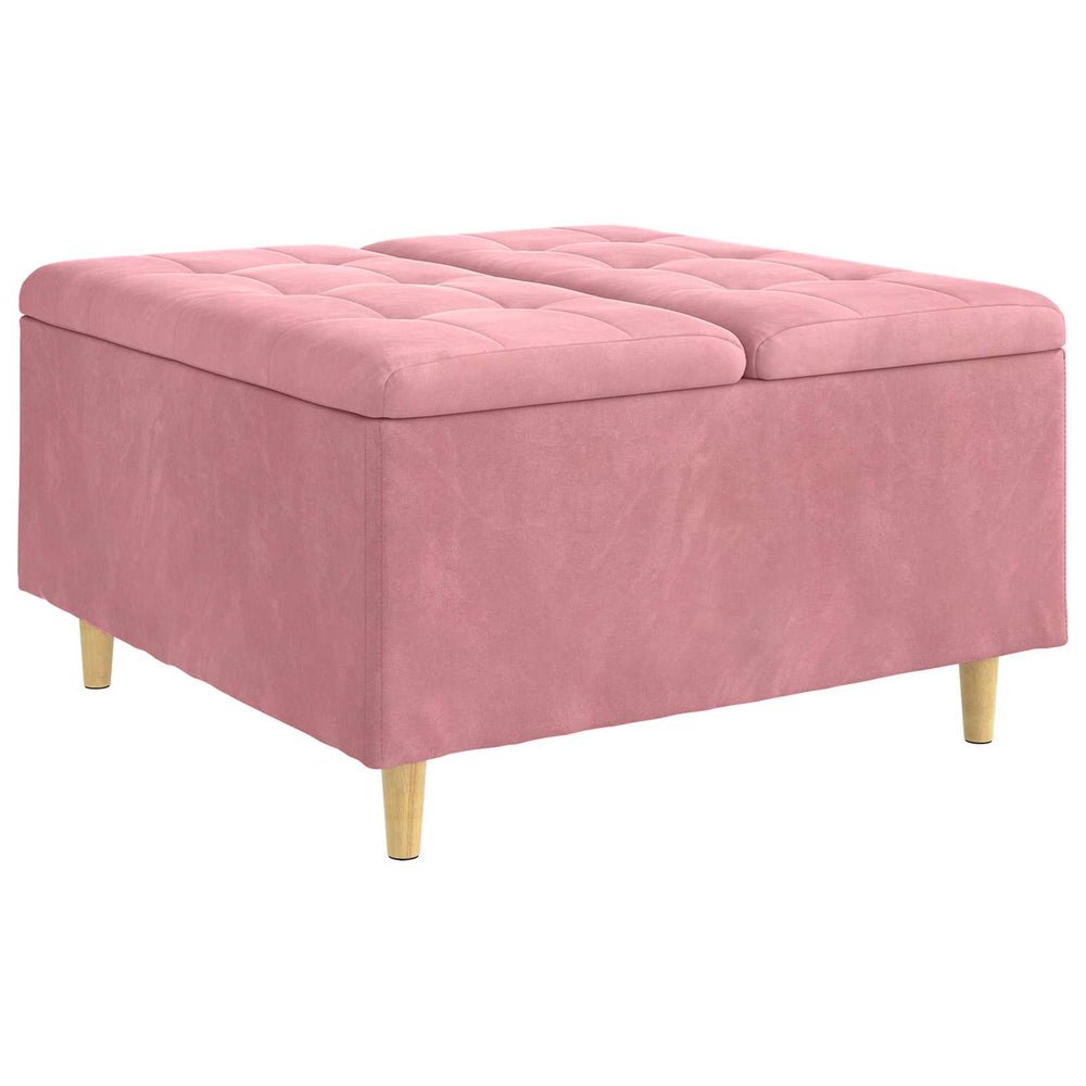 Rosa Samt Aufbewahrungsottomane mit Kissen