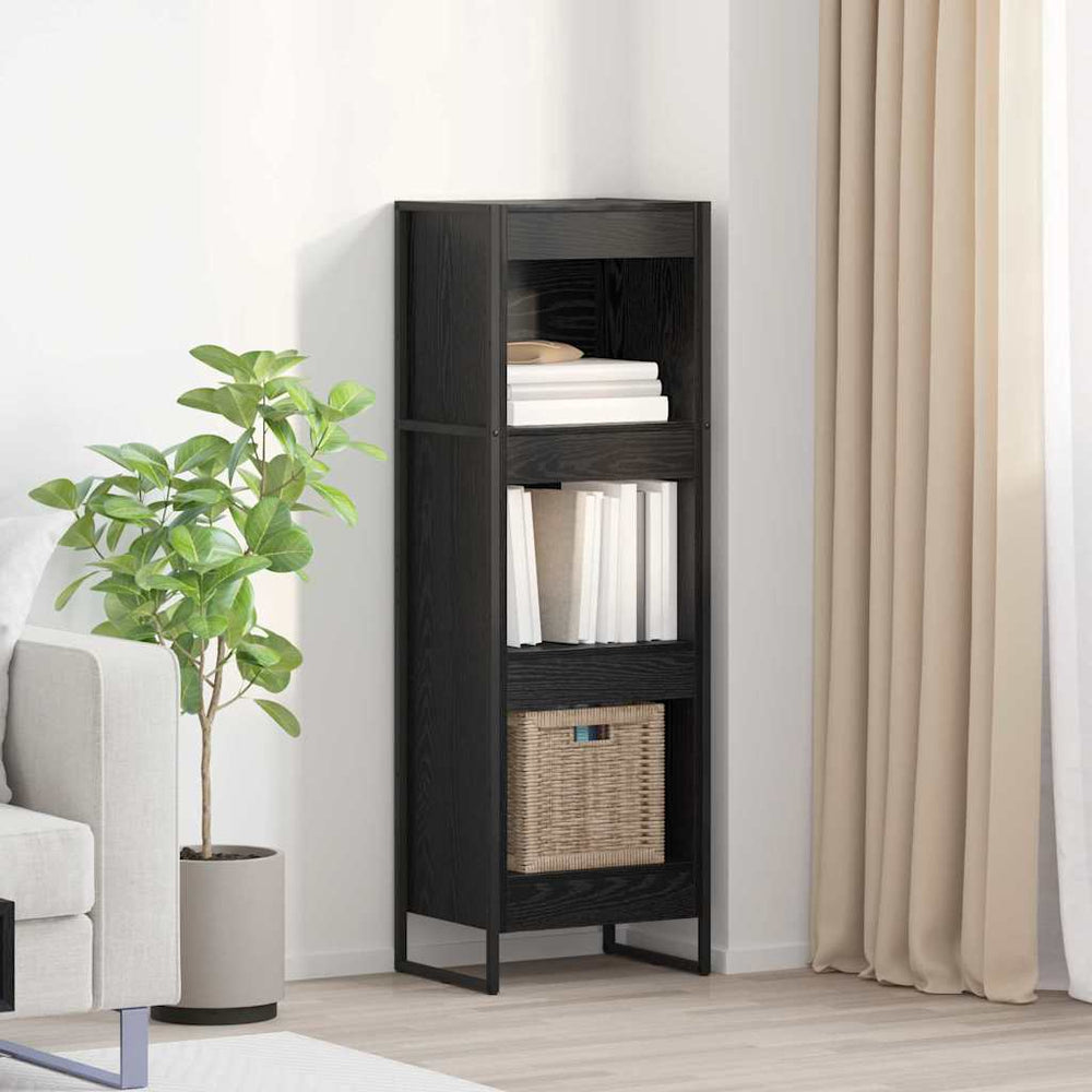 Bücherregal Schwarz Eichen-Optik 121 cm
