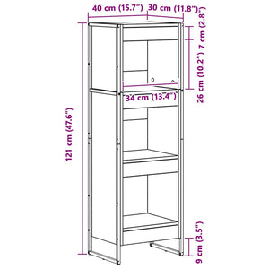 vidaXL Bibliothèque noir aspect chêne 40 x 30 x 121 cm Bois d'ingénierie