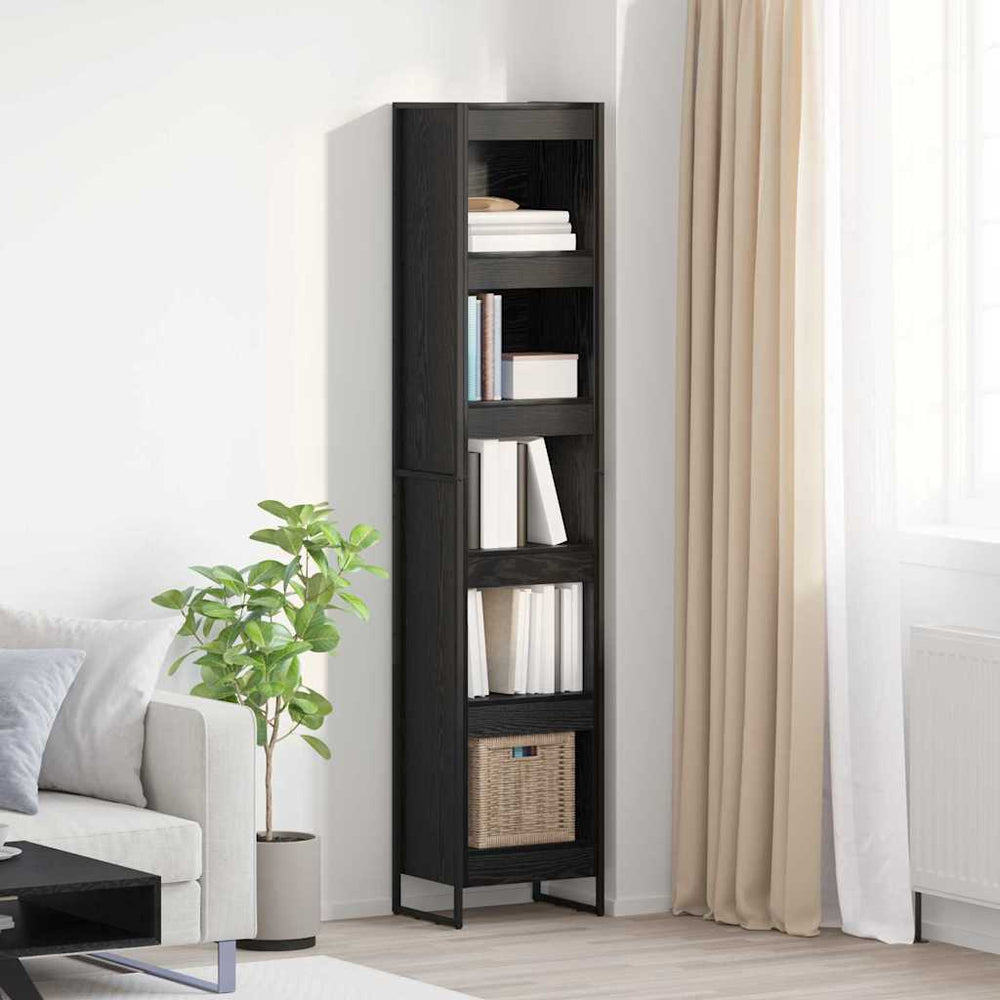 Bücherregal Schwarz Eichen-Optik