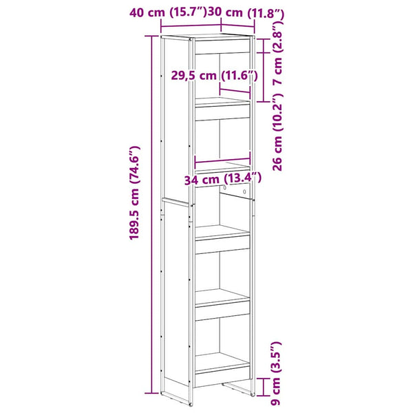 Bücherregal Altholz 189,5cm