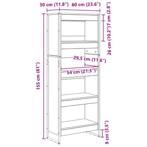 Bücherregal Altholz 60x30x155cm