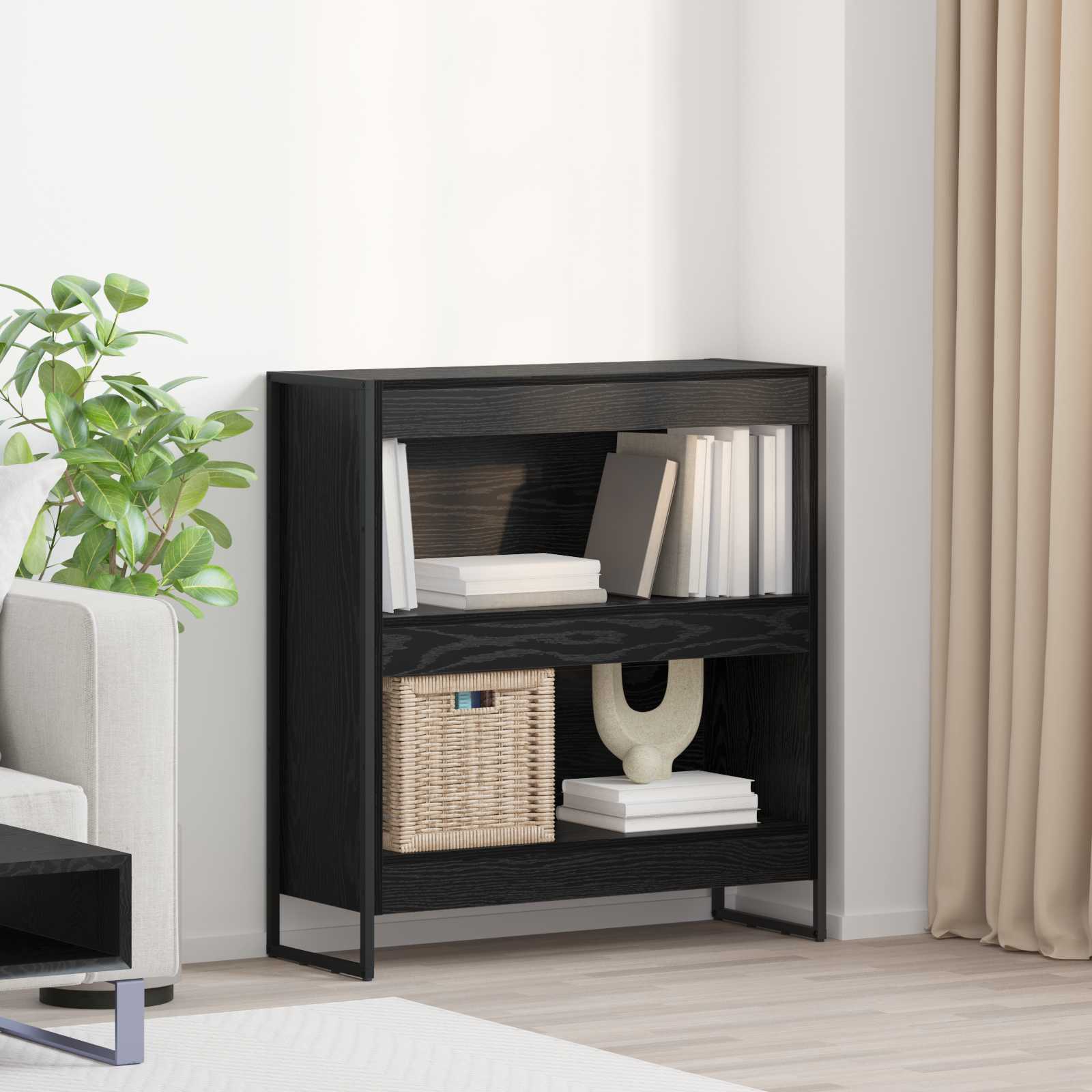 vidaXL Bibliothèque noir aspect chêne 80 x 30 x 86,5 cm