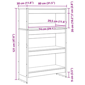 vidaXL Bibliothèque noire aspect chêne 80 x 30 x 121 cm Aggloméré