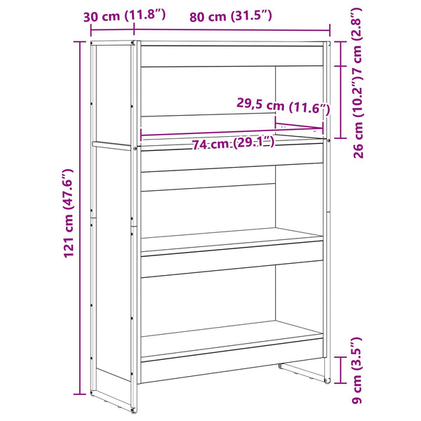 Bücherregal Grau Sonoma 80x30x121cm