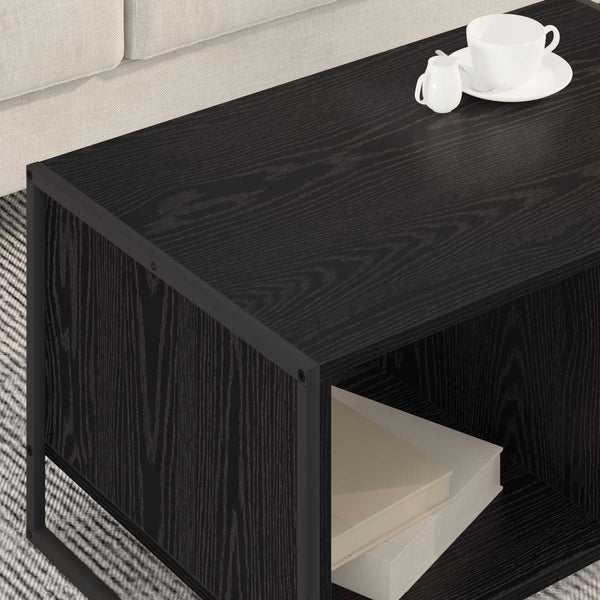 Schwarzer Couchtisch Eichenoptik 80x50 cm