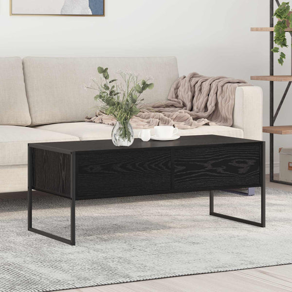 vidaXL Table basse noir aspect chêne 100 x 46 x 40 cm Bois d'ingénierie