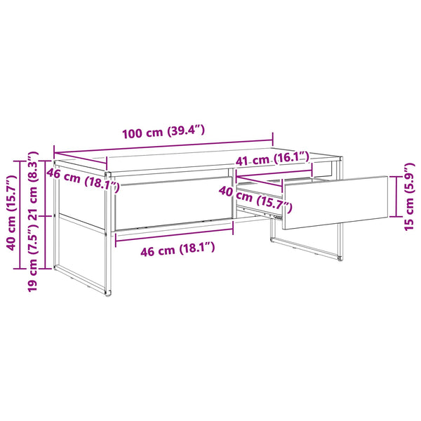 Couchtisch Sonoma Grau 100cm