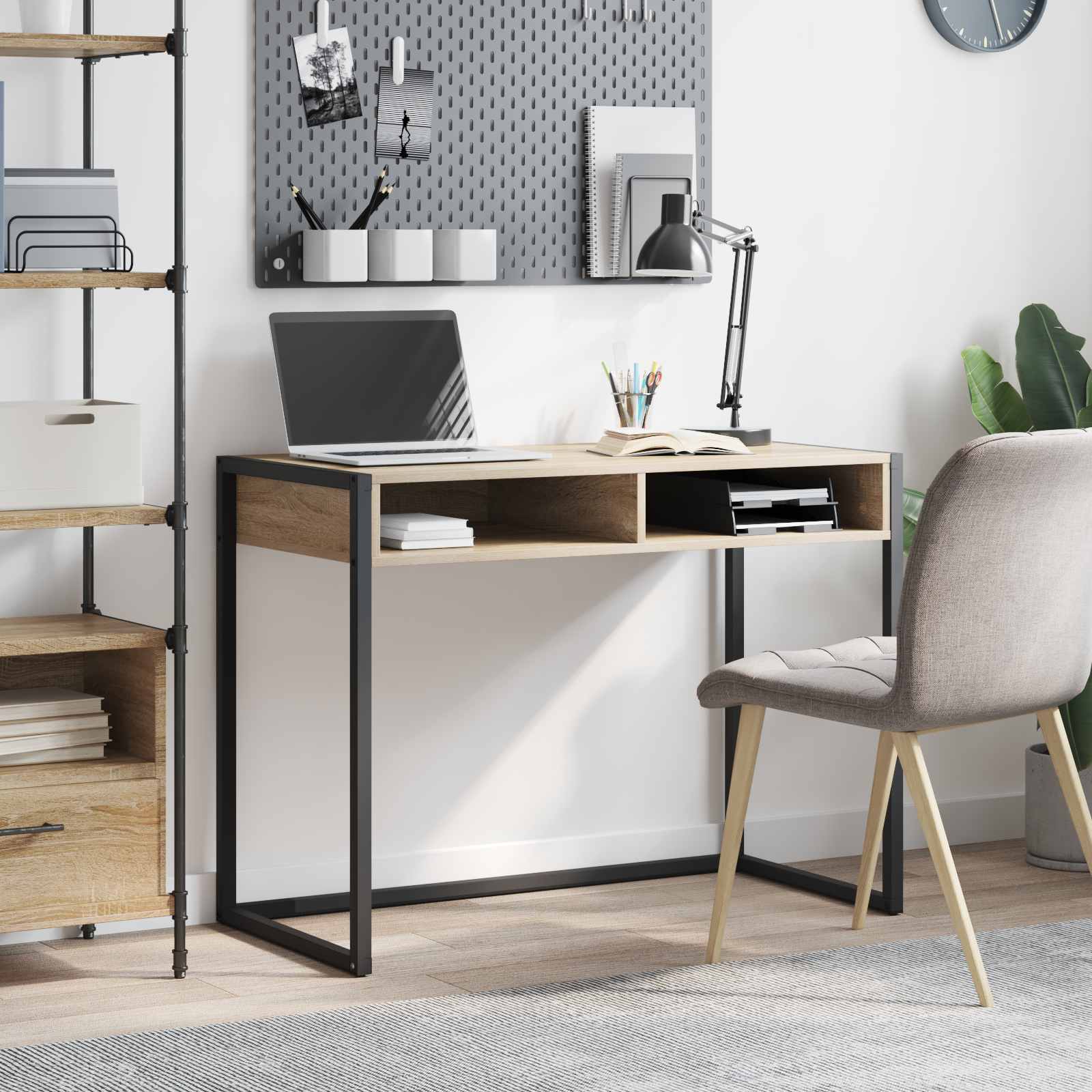 Schreibtisch Sonoma mit Stauraum, 100 cm