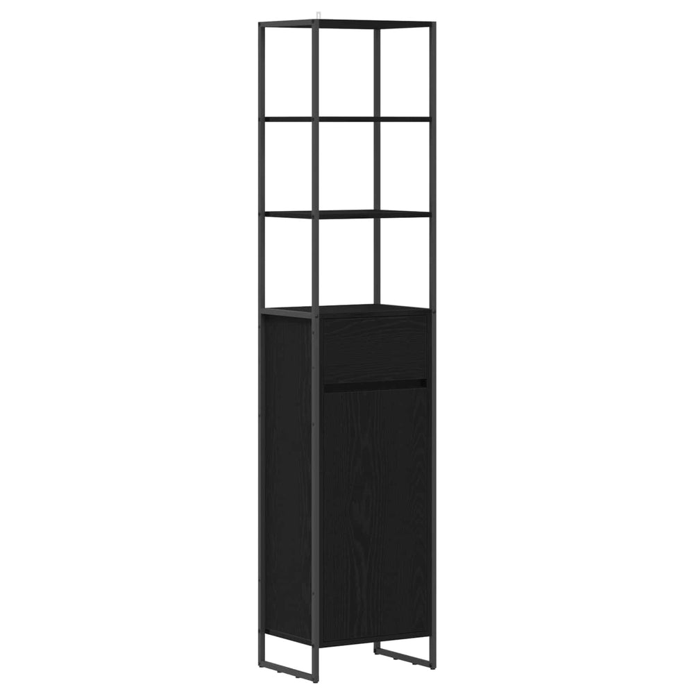 Badezimmerschrank Schwarz Eichenoptik 40x30x180cm