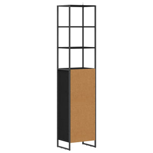 vidaXL Armoire de salle de bain avec porte Noir Chêne 40 x 30 x 180 cm