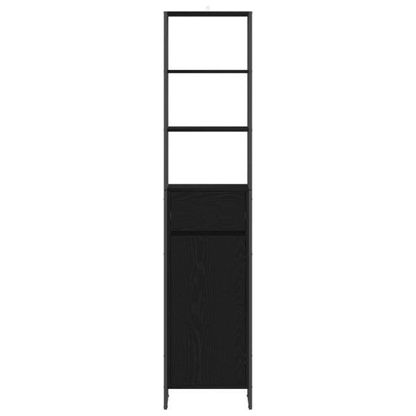 vidaXL Armoire de salle de bain avec porte Noir Chêne 40 x 30 x 180 cm