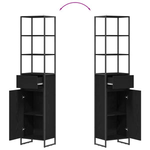 vidaXL Armoire de salle de bain avec porte Noir Chêne 40 x 30 x 180 cm