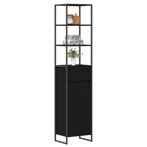 vidaXL Armoire de salle de bain avec porte Noir Chêne 40 x 30 x 180 cm