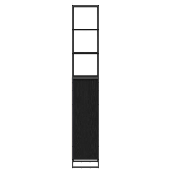 vidaXL Armoire de salle de bain avec porte Noir Chêne 40 x 30 x 180 cm
