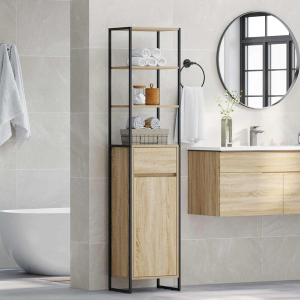 vidaXL Armoire de salle de bain avec porte chêne Sonoma 40 x 30 x 180 cm Bois d'ingénierie