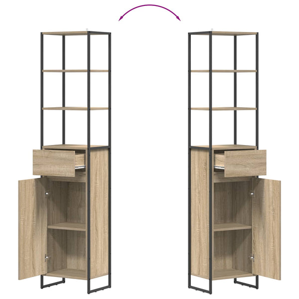 vidaXL Armoire de salle de bain avec porte chêne Sonoma 40 x 30 x 180 cm Bois d'ingénierie