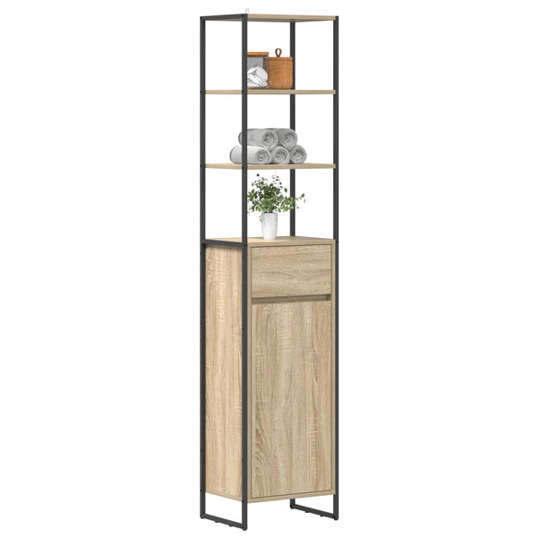 vidaXL Armoire de salle de bain avec porte chêne Sonoma 40 x 30 x 180 cm Bois d'ingénierie