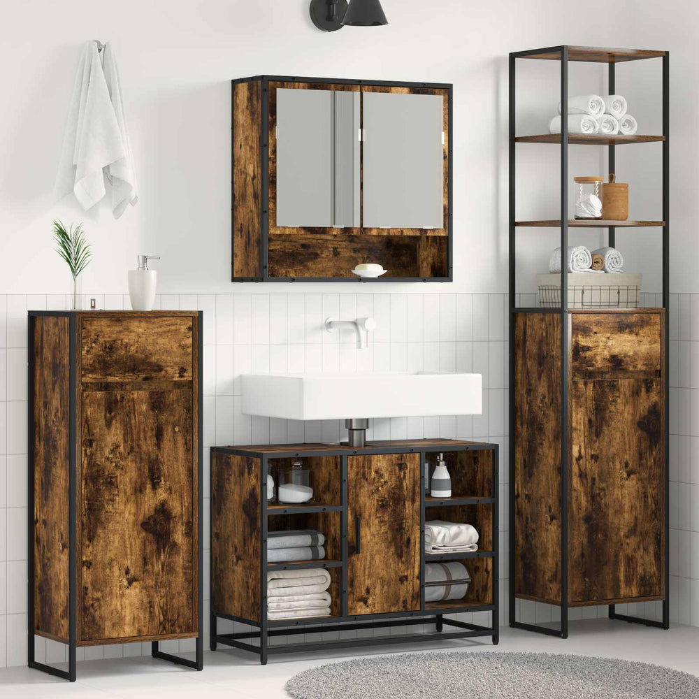 Badezimmerschrank Holzwerkstoff Raucharbe 180cm