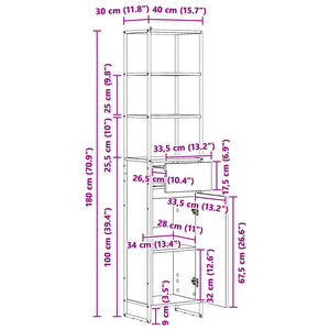 Badezimmerschrank Holzwerkstoff Raucharbe 180cm