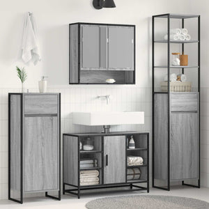 Badezimmerschrank Grau Sonoma 40x30x180cm