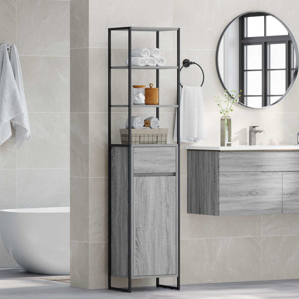 Badezimmerschrank Grau Sonoma 40x30x180cm