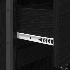 vidaXL Meuble de salle de bain avec porte noir aspect chêne 40 x 30 x 100 cm