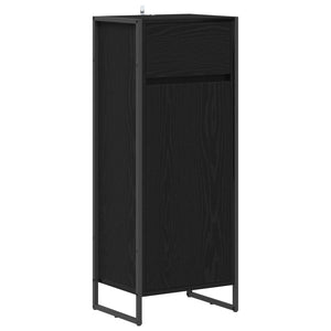 vidaXL Meuble de salle de bain avec porte noir aspect chêne 40 x 30 x 100 cm