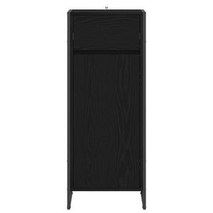 vidaXL Meuble de salle de bain avec porte noir aspect chêne 40 x 30 x 100 cm