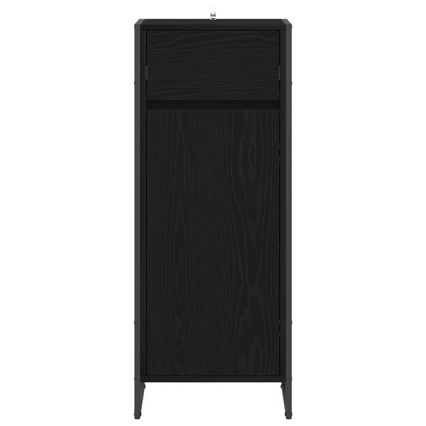 vidaXL Meuble de salle de bain avec porte noir aspect chêne 40 x 30 x 100 cm