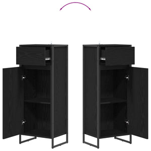 vidaXL Meuble de salle de bain avec porte noir aspect chêne 40 x 30 x 100 cm